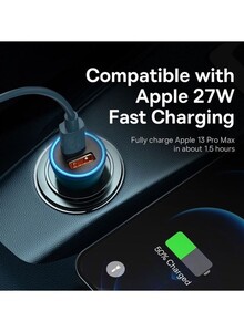 Baseus Fast Car Charger Adapter 60W Dual USB Quick Charge QC 3.0 and PD Fast Charging Car Plug for iPhone 13 Pro/13 Pro Max/13/13 mini/12 Pro Max/11Pro Max, New iPad 9,iPad mini-6,Galaxy S20 S10 Blue