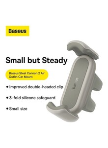 Baseus Steel Cannon 2 Air Outlet Car Mount Spring Clip Mobile Phone Holder Beige