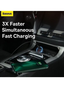 Baseus 65W Fast Car USB Charger Adapter 3 Ports Car Mobile Phone Fast Charging Socket Plug with PD USB C Port \u0026 Quick Charge 3.0 Compatible with iPhone 14 Pro Max/14 Pro/13 Pro, iPad Pro, MacBook Blue