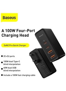 Baseus 100W USB C Charger, PD3.0 QC4.0 PPS GaN Charging Station, 4-Port Fast Charging, Type C Wall Charger Block for MacBook Pro/Air, Laptops, iPad, iPhone 13 12 Pro Max Samsung, Air Pods, Apple Watch Black