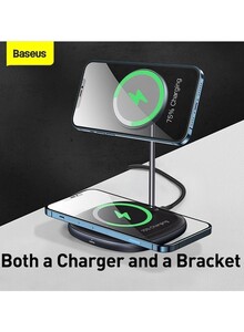 Baseus Swan 2 In 1 Wireless Magsafe Magnetic Charging Bracket Black