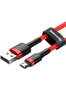Baseus Cafule Micro USB Cable Nylon Braided Fast Quick Charger Cable USB to Micro USB 1.5A Android Charging Cord compatible for Galaxy S7 S6, Note, LG, Nexus, Nokia, PS4 2M Red Red